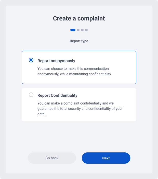 Create report screen