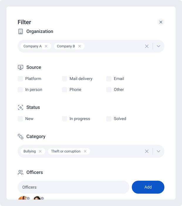 Filtering and Sorting widget