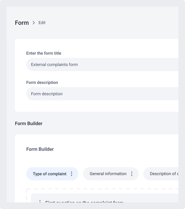 Form buider page and widgets