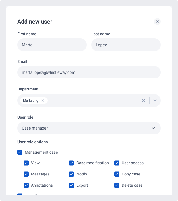 Roles and permissions forms